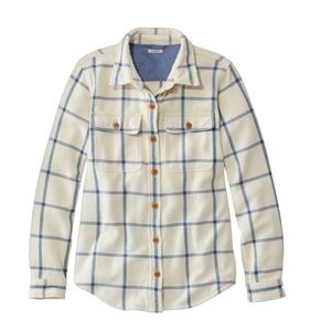 L.L. Bean Cream Plaid Woven Shirt Jacket